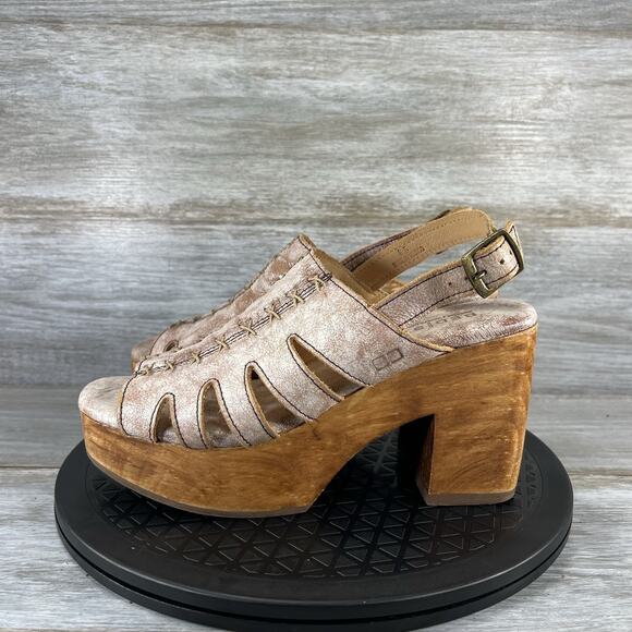 Bed Stu Women's Fontella Brown Leather Peep Toe Heels Size 8.5 - Picture 1 of 9